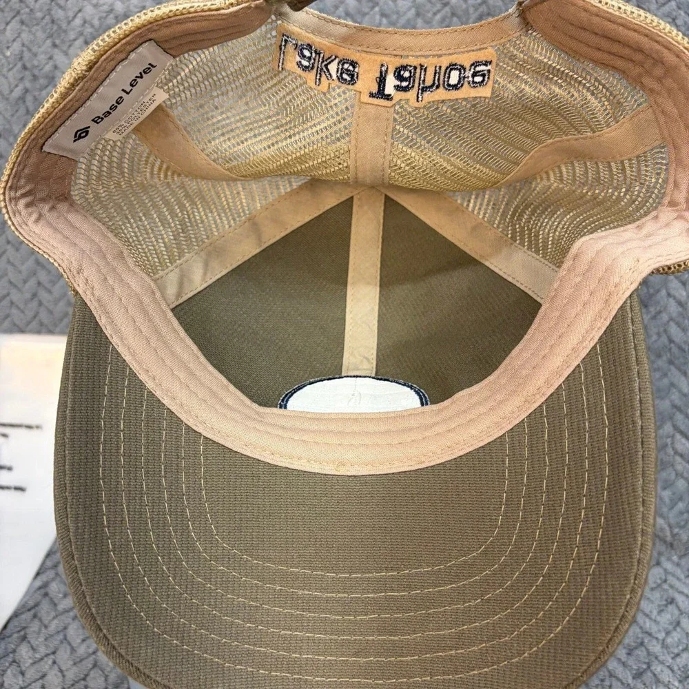 Base Level Lake Tahoe Trucker Hat Olive Green Tan Mesh Back Adjustable Cap